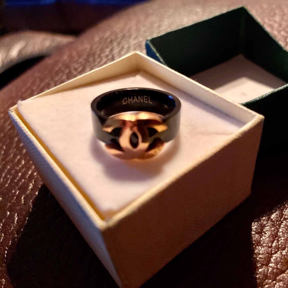 Chanel Titanium and Goldtone Ring Size 6